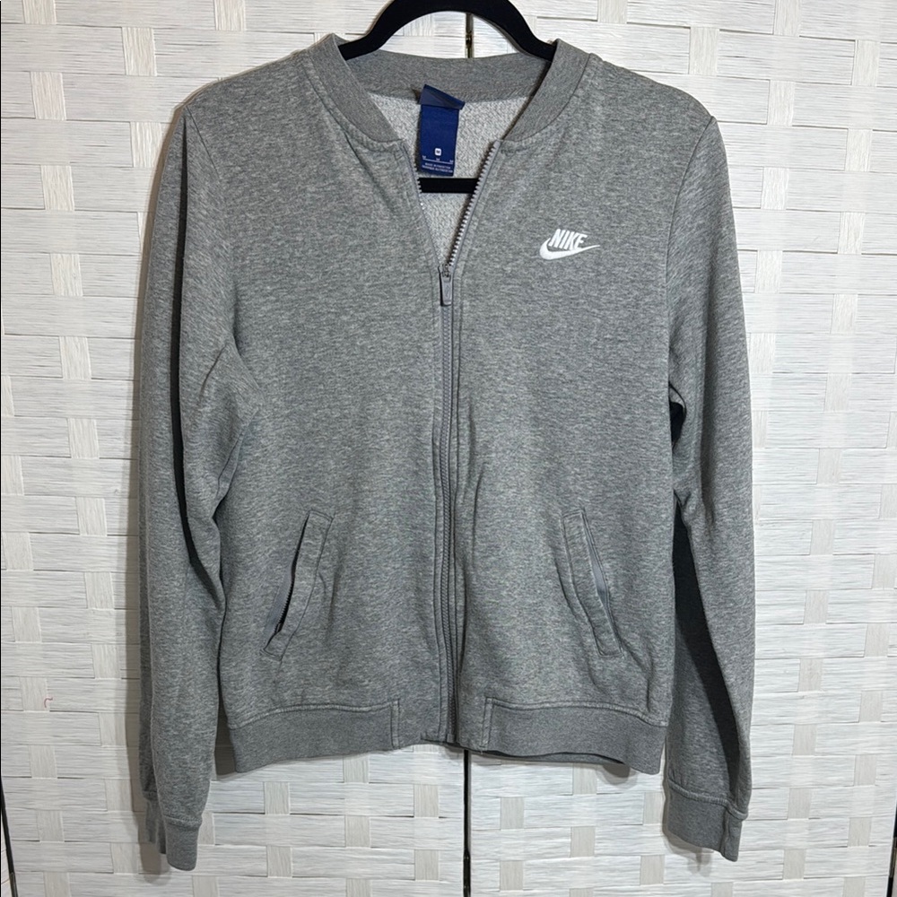 Nike Gray Zip Up Long Sleeve Front Zip Pockets Size Medium